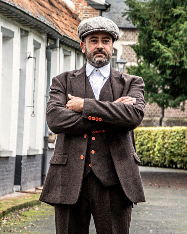 Maatpak voor heren | 3-delig pak | bruin visgraat | Thomas Shelby | Peaky Blinders