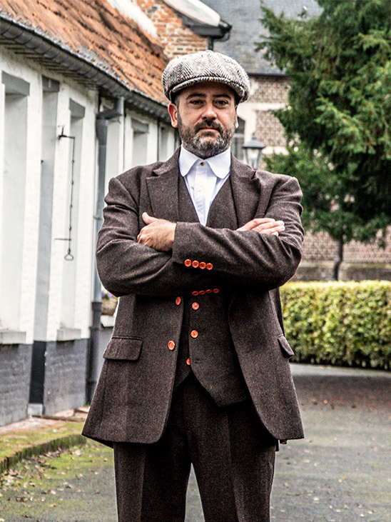 Maatpak voor heren | 3-delig pak | bruin visgraat | Thomas Shelby | Peaky Blinders