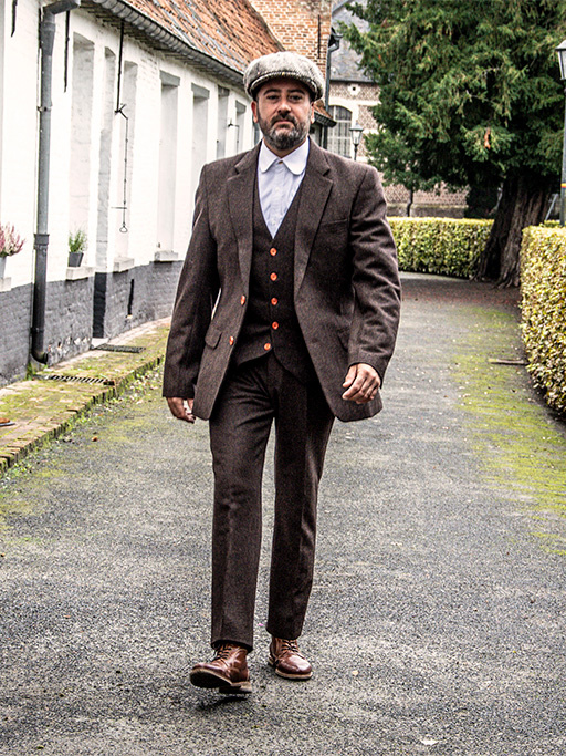 Traje sastre hombre | Traje 3 piezas | Espiga marrón | Thomas Shelby | Peaky Blinders