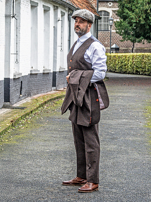 Traje sastre hombre | Traje 3 piezas | Espiga marrón | Thomas Shelby | Peaky Blinders