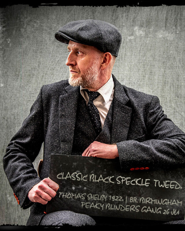 Maatpak voor heren | 3-delig pak | klassiek zwart gespikkeld | Thomas Shelby | Peaky Blinders
