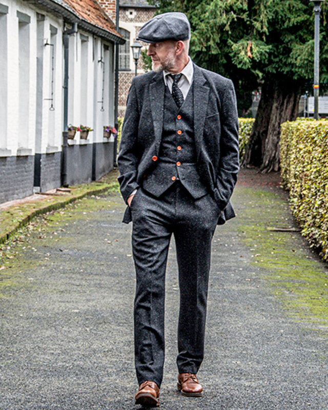 Costume sur mesure pour homme | costume 3 pièces | classique noir moucheté | Thomas Shelby | Peaky Blinders