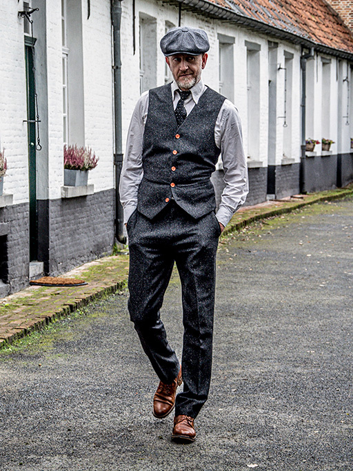 Maatpak voor heren | 3-delig pak | klassiek zwart gespikkeld | Thomas Shelby | Peaky Blinders