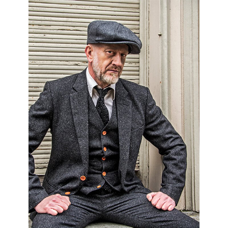 Men's tailored suit | 3-piece suit | classic black speckled | Thomas Shelby | Peaky Blinders