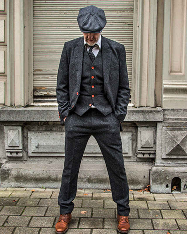 Costume sur mesure pour homme | costume 3 pièces | classique noir moucheté | Thomas Shelby | Peaky Blinders