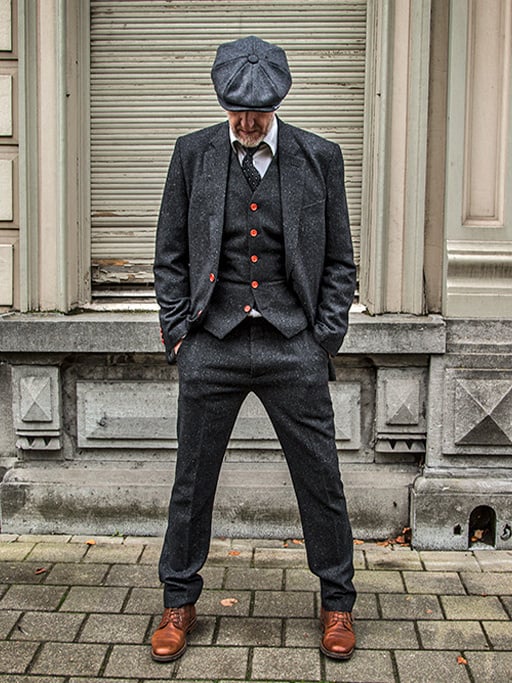 Men's tailored suit | 3-piece suit | classic black speckled | Thomas Shelby | Peaky Blinders