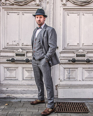 Costume Tweed Gris Épi
