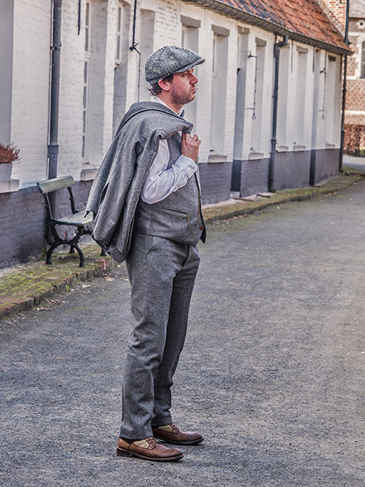 Traje sastre hombre | Traje 3 piezas | Barleycorn gris | Finn Shelby | Peaky Blinders