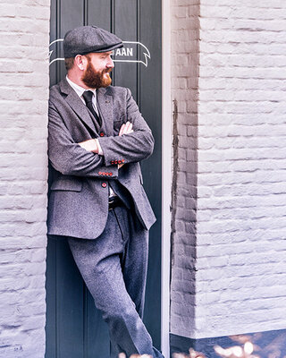 Tweed Anzug Grau Twill