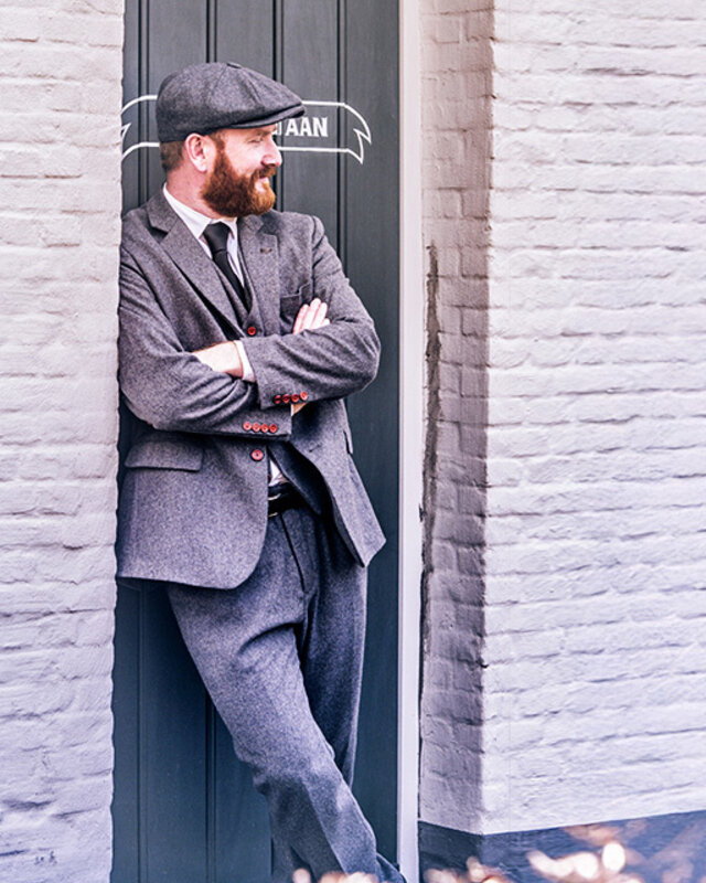 Herren-Maßanzug | 3-teiliger Anzug | grauer Twill | Arthur Shelby | peaky blinders