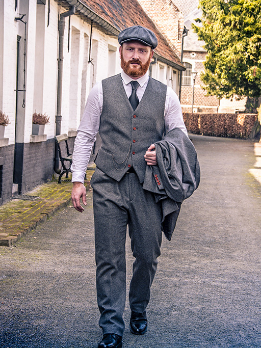 Men's tailored suit | 3-piece suit | grey twill | Arthur Shelby | peaky blinders
