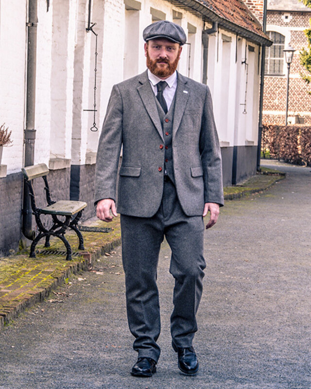 Maatpak voor heren | 3-delig pak | grijs twill | Arthur Shelby | peaky blinders