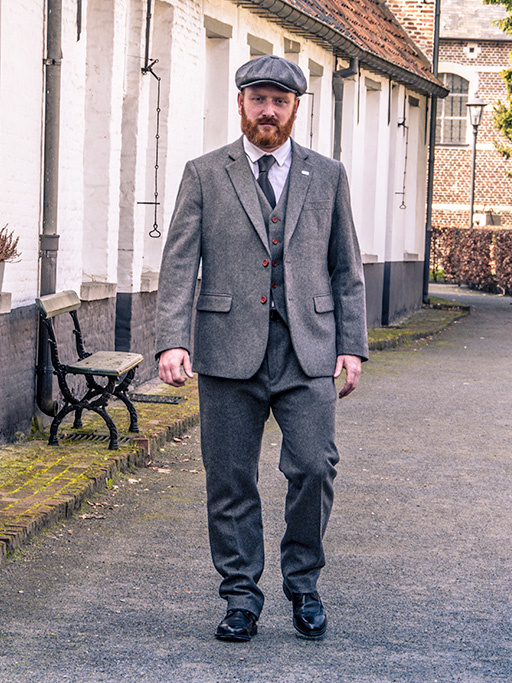 Maatpak voor heren | 3-delig pak | grijs twill | Arthur Shelby | peaky blinders