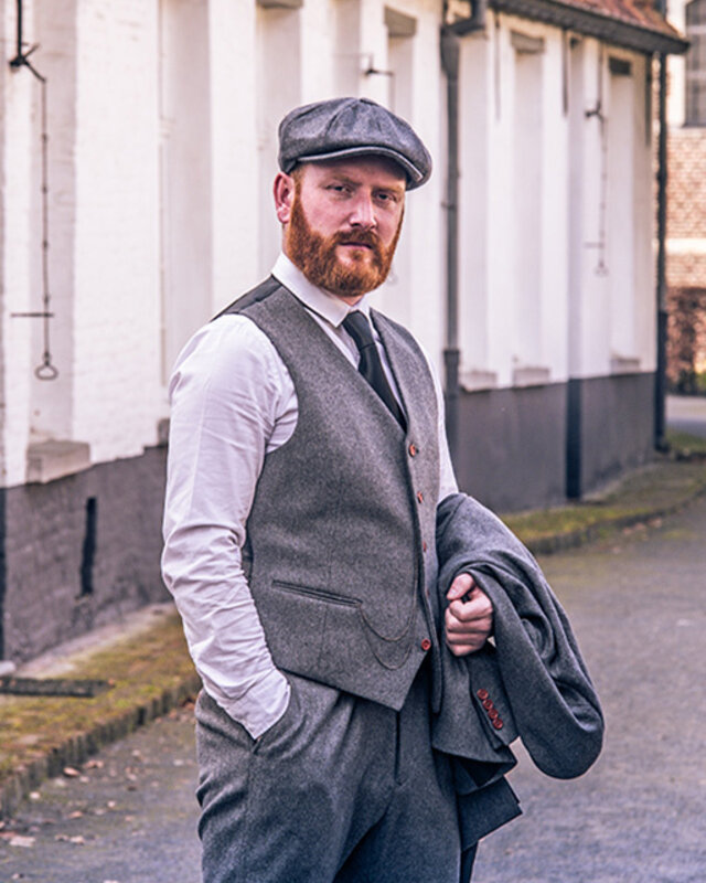 Costume sur mesure pour homme | costume 3 pièces | sergé gris | Arthur Shelby | peaky blinders