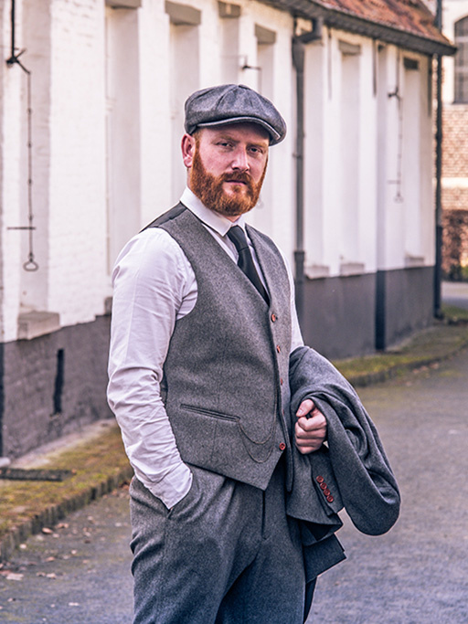 Costume sur mesure pour homme | costume 3 pièces | sergé gris | Arthur Shelby | peaky blinders