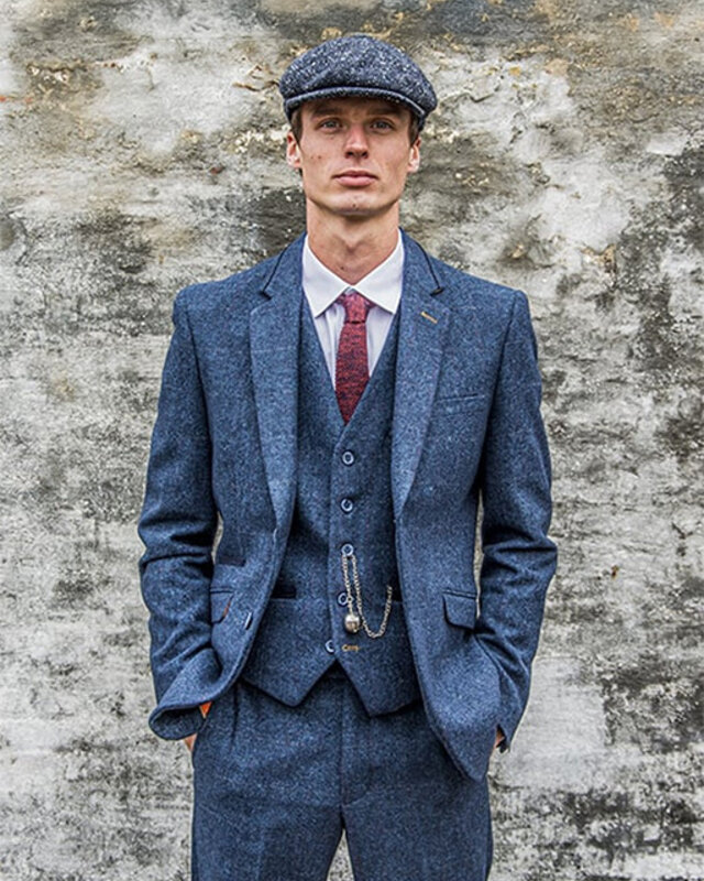 Traje hombre Carnegi | 3 piezas | azul espiga overcheck | traje prêt-à-porter