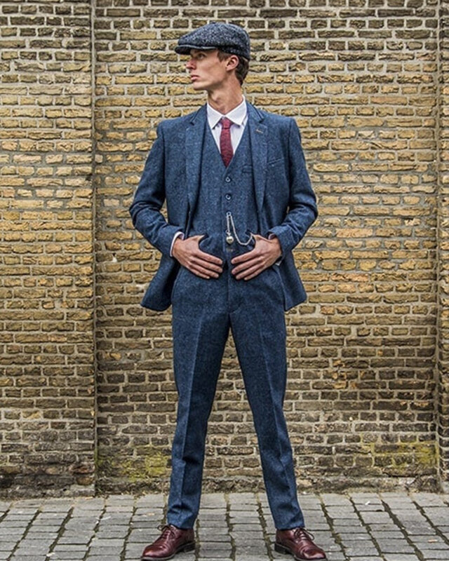 Traje hombre Carnegi | 3 piezas | azul espiga overcheck | traje prêt-à-porter