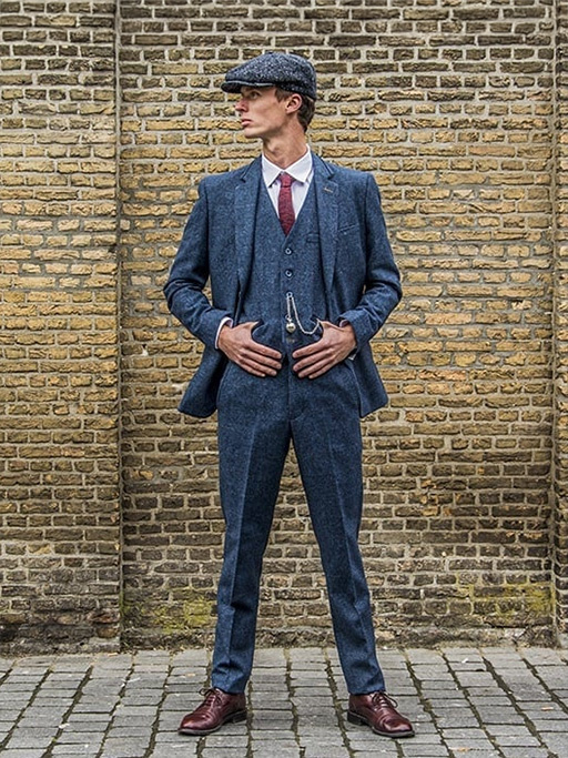 Traje hombre Carnegi | 3 piezas | azul espiga overcheck | traje prêt-à-porter