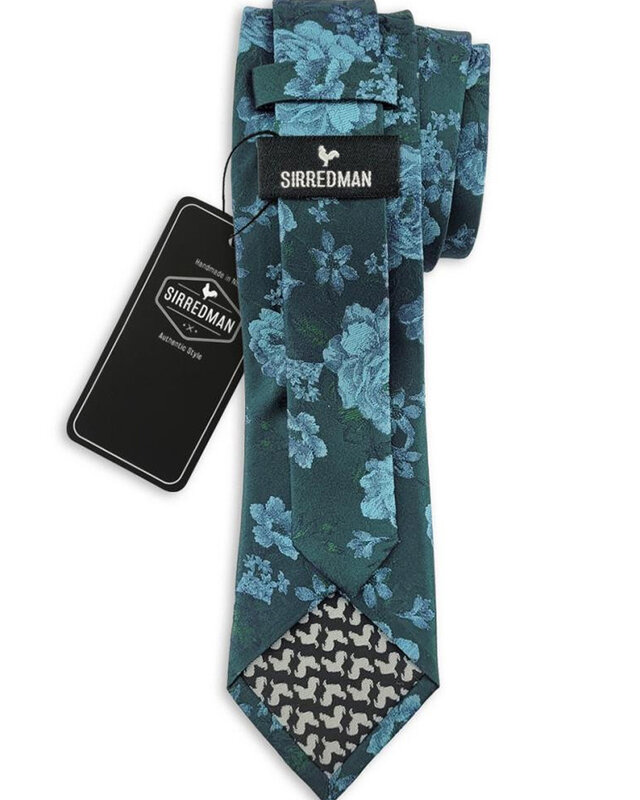 Sir Redman Woven Silk Tie | emerald green / light blue | Elegant tie for men