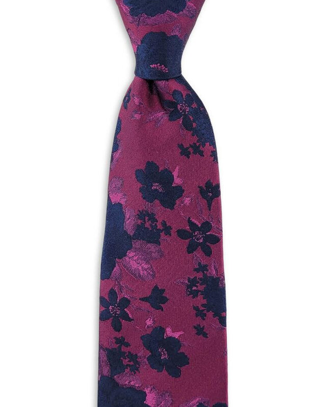 Sir Redman Zijden Stropdas | fuchsia / donkerblauw | Elegante stropdas voor mannen