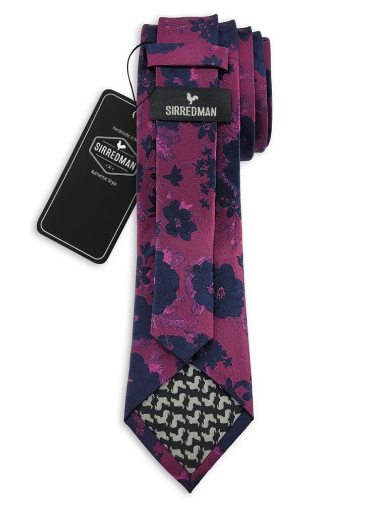 Sir Redman Woven Silk Tie | fuchsia / dark blue | Elegant tie for men