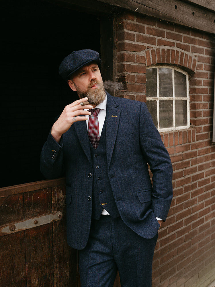 The Bookmaker | Veste | Chevrons bleus | Surcarreau rouge et jaune