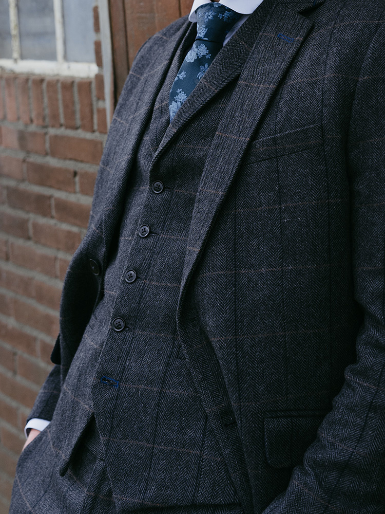The Patriarch | Americana de Tweed | Espiga Gris antracita | Peaky Blinders