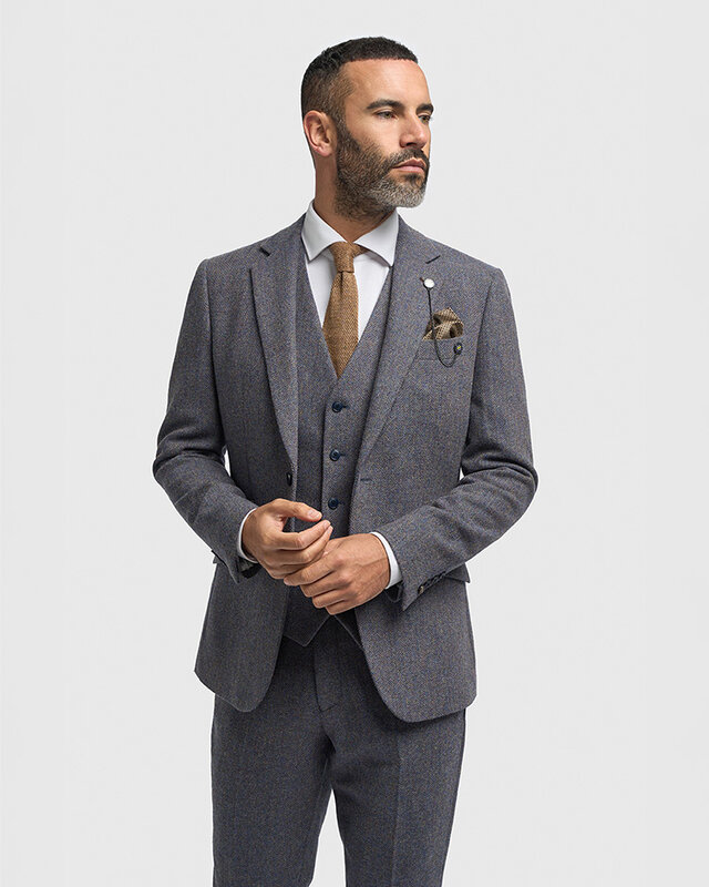 Cavani Thomas Savoy | Veste | Chevrons bleu-gris | Vintage