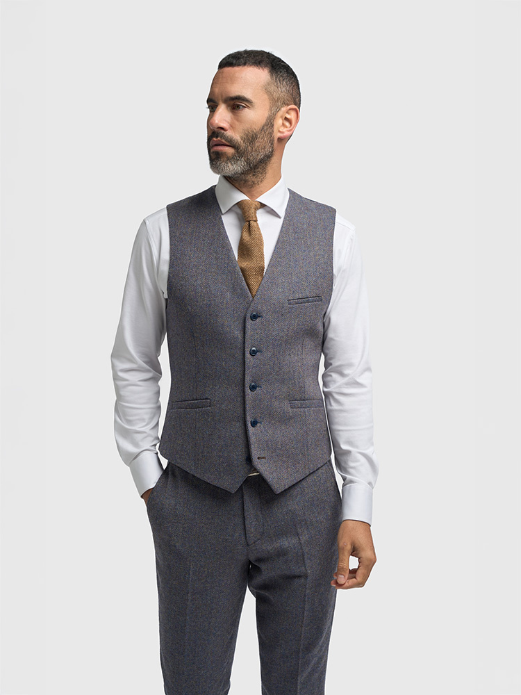 Cavani Thomas Savoy | Gilet | Chevrons bleu-gris | Inspiré de Thomas Shelby