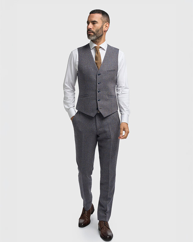 Cavani Thomas Savoy | Pantalon | Chevrons bleu-gris | Vintage