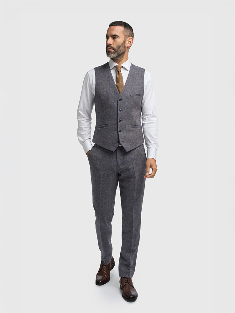 Cavani Thomas Savoy | Pantalon | Chevrons bleu-gris | Vintage