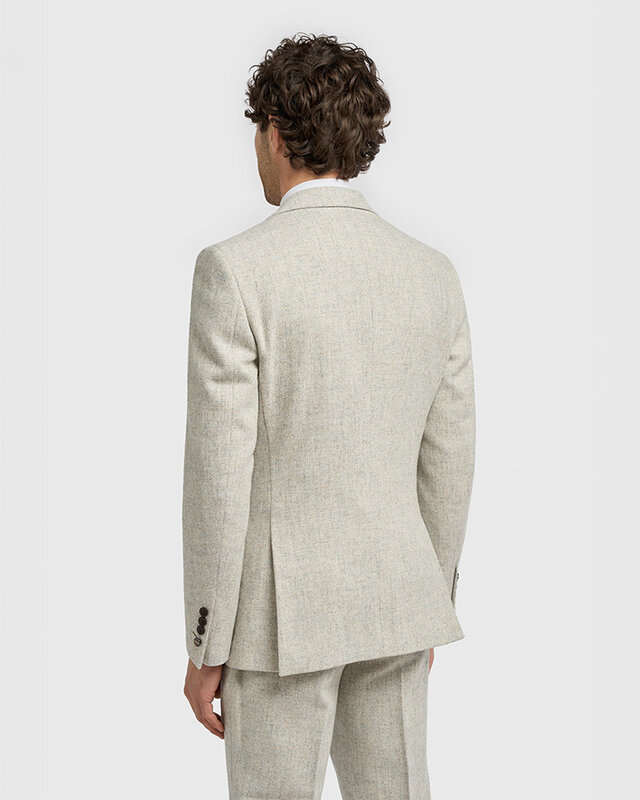 Cavani Thomas Pearl Grey | 3-teiliger Anzug | Blaugraues Fischgrätmuster | Vintage