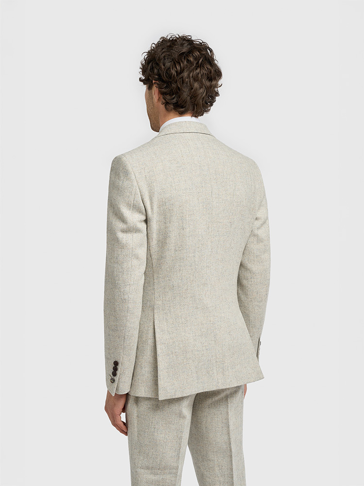 Cavani Thomas Pearl Grey | 3-teiliger Anzug | Blaugraues Fischgrätmuster | Vintage