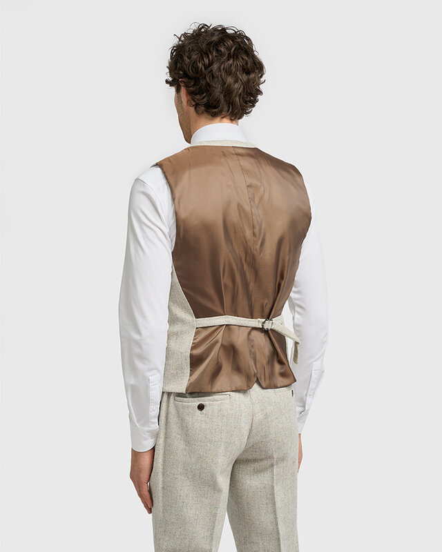 Cavani Thomas Pearl Grey | 3-teiliger Anzug | Blaugraues Fischgrätmuster | Vintage