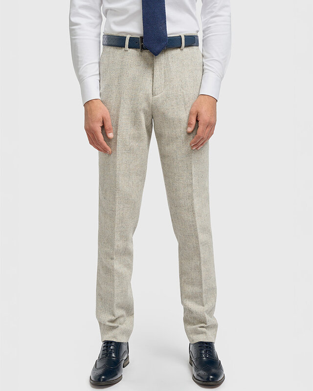 Cavani Thomas Pearl Grey | 3-teiliger Anzug | Blaugraues Fischgrätmuster | Vintage