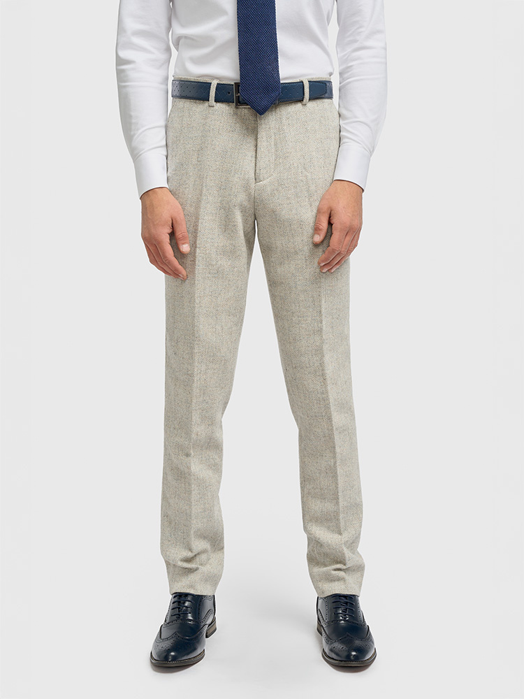 Cavani Thomas Pearl Grey | 3-teiliger Anzug | Blaugraues Fischgrätmuster | Vintage