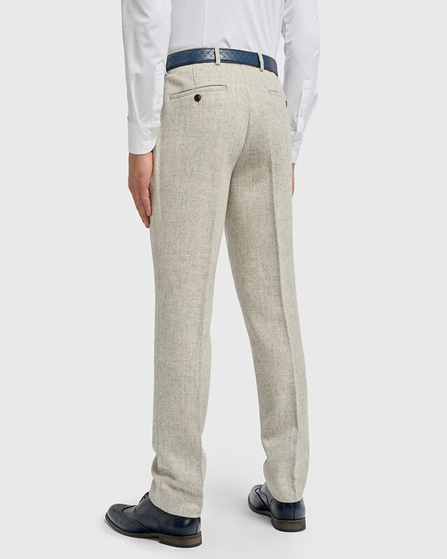 Cavani Thomas Pearl Grey | 3-teiliger Anzug | Blaugraues Fischgrätmuster | Vintage