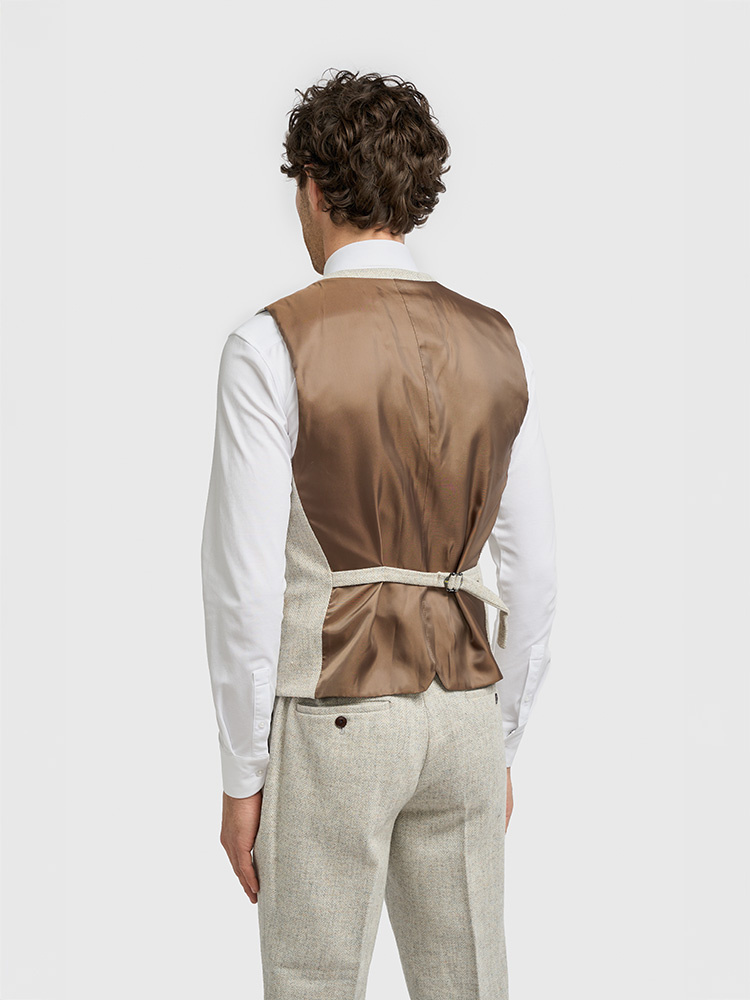 Cavani Thomas Pearl Grey | Weste | Blaugraues Fischgrätmuster | Vintage
