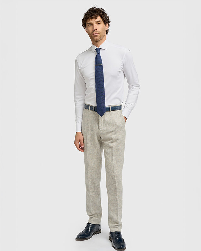 Cavani Thomas Pearl Grey | Hose | Blaugraues Fischgrätmuster | Vintage