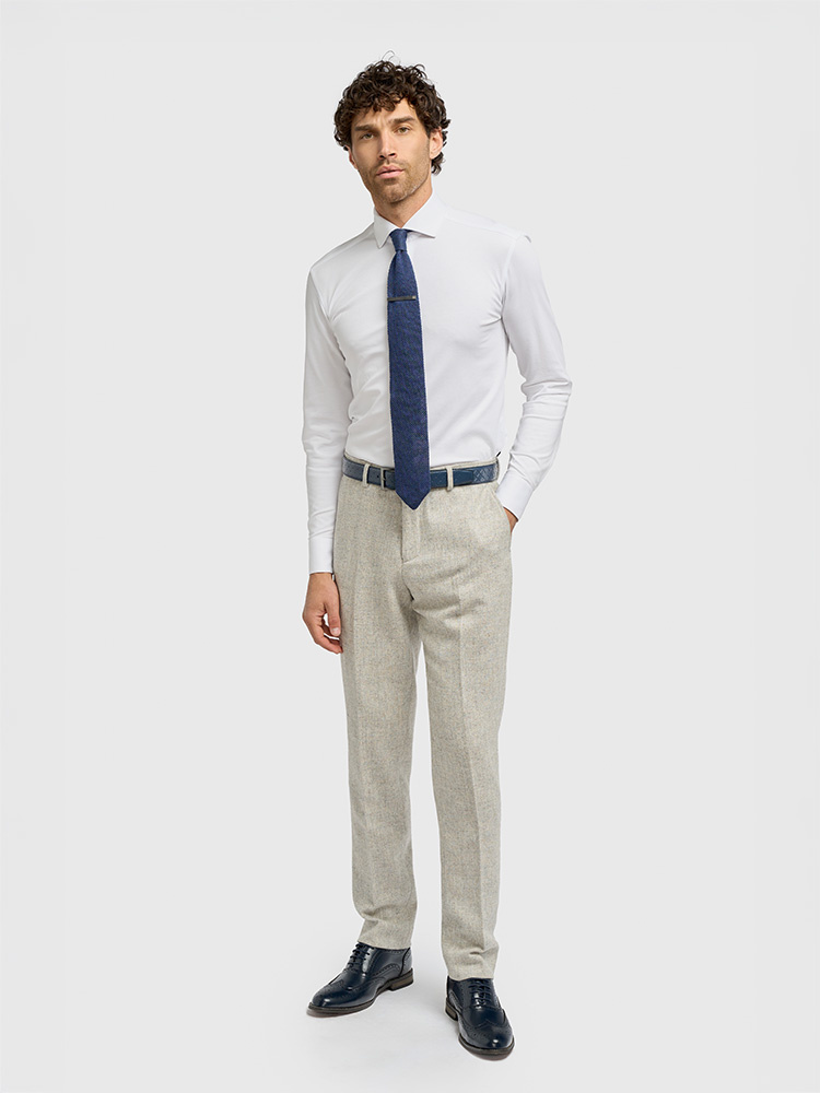 Cavani Thomas Pearl Grey | Hose | Blaugraues Fischgrätmuster | Vintage