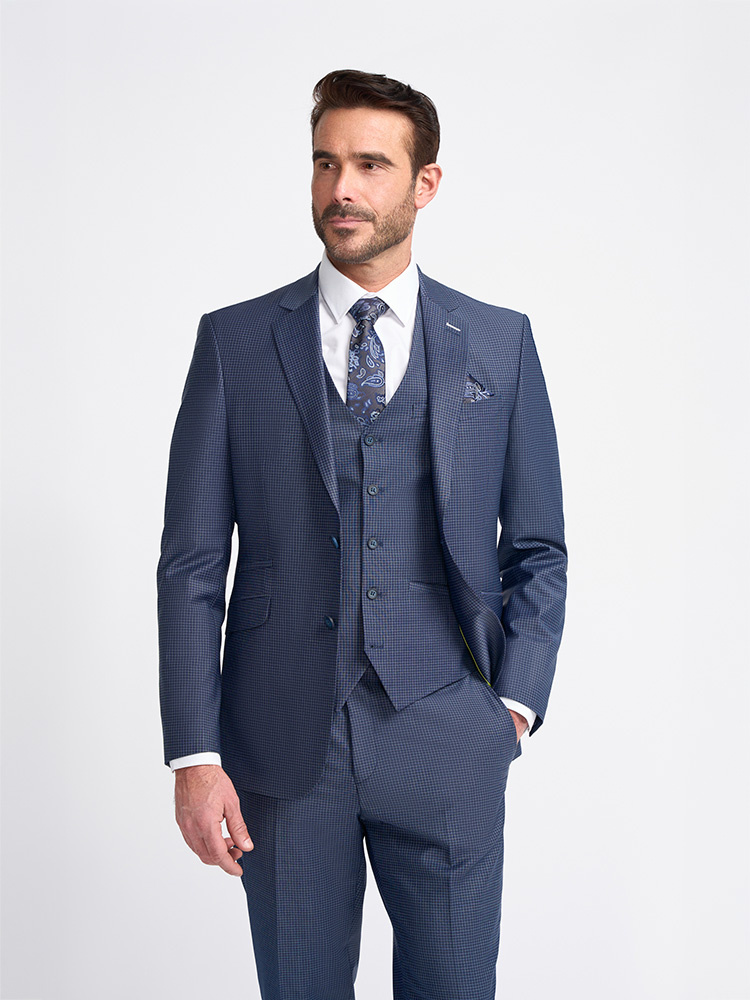 Cavani Mayfair Navy Check | Suit for men | 3-piece suit | Navy blue | Thomas Shelby