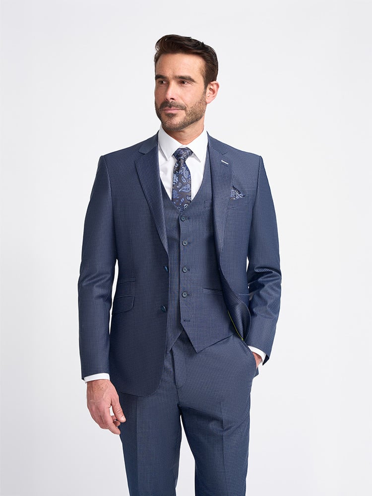 Cavani Mayfair Navy Check | Veste | Navy blue
