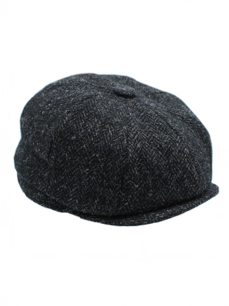 Heather Gorra Brodick | Harris Tweed | 8 paneles | Negro