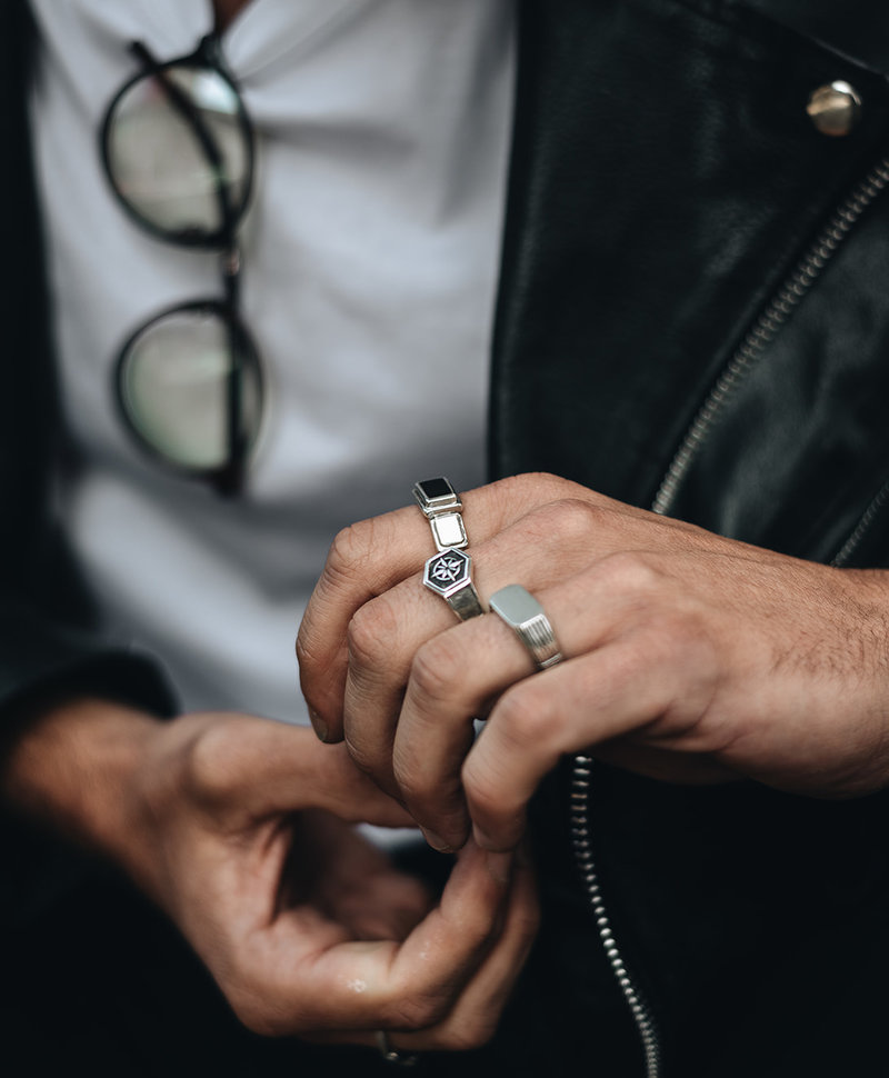 Silver Men's Ring With Compass Ohtli