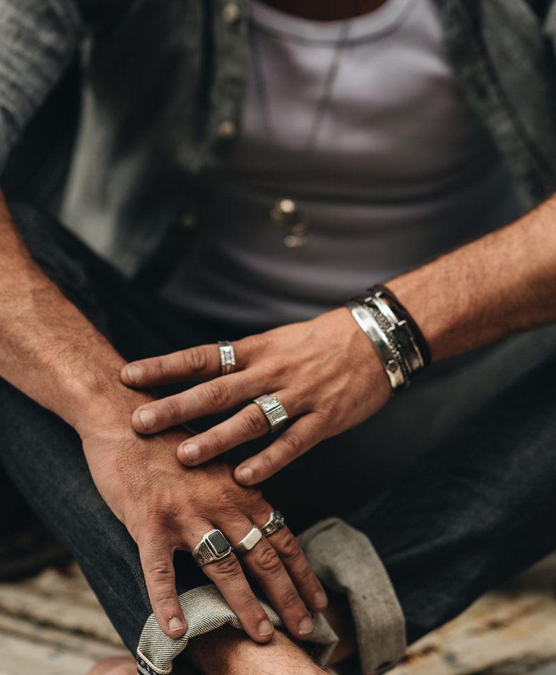 Zilveren Heren Ring Met Zwarte Steen Tian