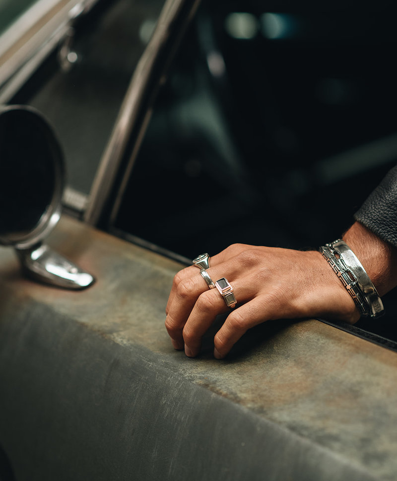 Silver Men's Cuff Bracelet With Symbol Kara