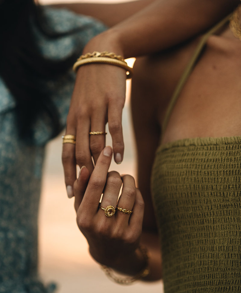 Bague Plaqué Or Citrine Jaune Athéna