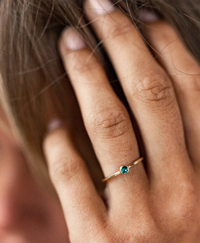 Stackable Green Quartz Ring Keala, Gold Plated