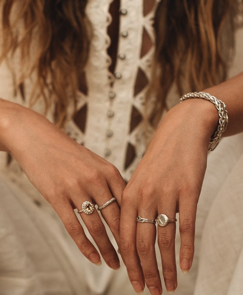 Silberner Vintage-Ring mit Muster Aurora