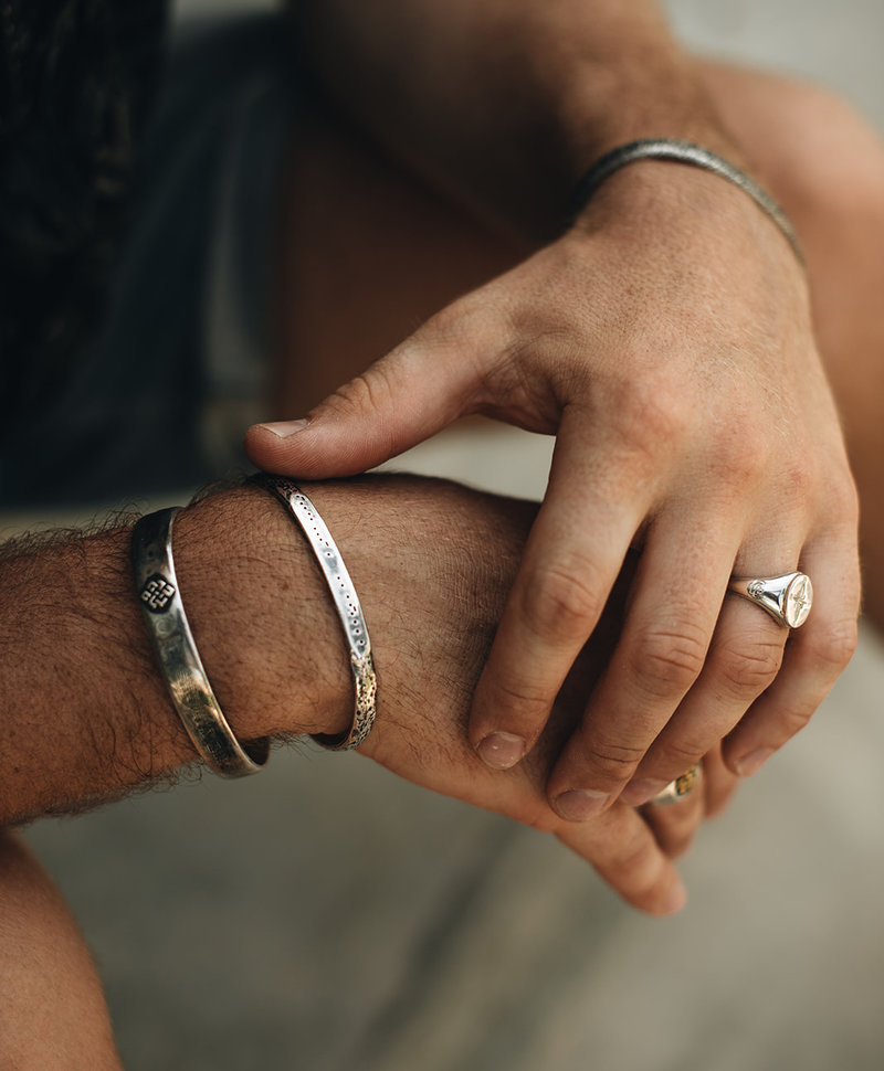 Silver Men's Cuff Bracelet Karst